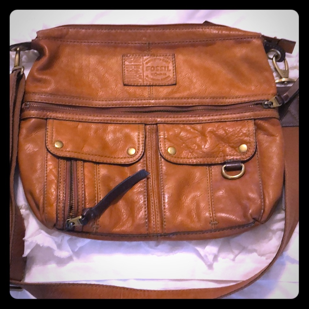Fossil leather messenger bag